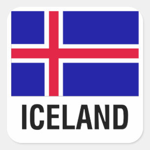VLAG VAN IJSLAND VIERKANTE STICKER