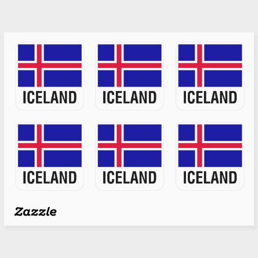 VLAG VAN IJSLAND VIERKANTE STICKER (Vel)