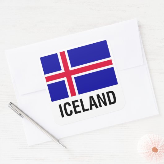 VLAG VAN IJSLAND VIERKANTE STICKER (Envelop)