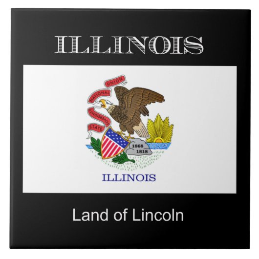 Vlag van Illinois, geëtiketteerd, Tegeltje (Voorkant)