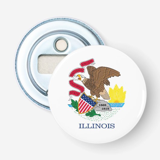 Vlag van Illinois State Design Button Flesopener (Voorkant)