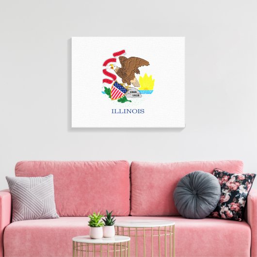 Vlag van Illinois State Design Canvas Afdruk (Insitu (Woonkamer))