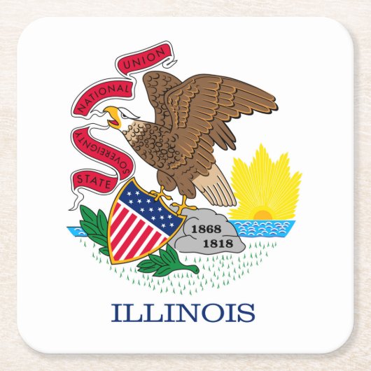 Vlag van Illinois State Design Kartonnen Onderzetters (Voorkant)