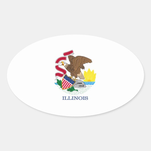 Vlag van Illinois State Design Ovale Sticker (Voorkant)