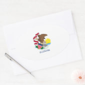 Vlag van Illinois State Design Ovale Sticker (Envelop)