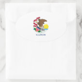 Vlag van Illinois State Design Ovale Sticker (Tas)