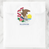 Vlag van Illinois State Design Ronde Sticker (Tas)