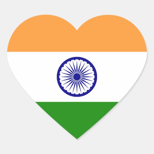 Vlag van India Hart Sticker (Voorkant)