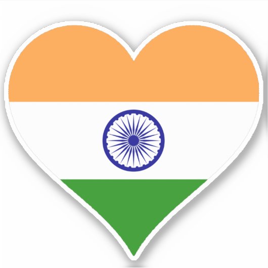 Vlag van India Hart Sticker (Voorkant)