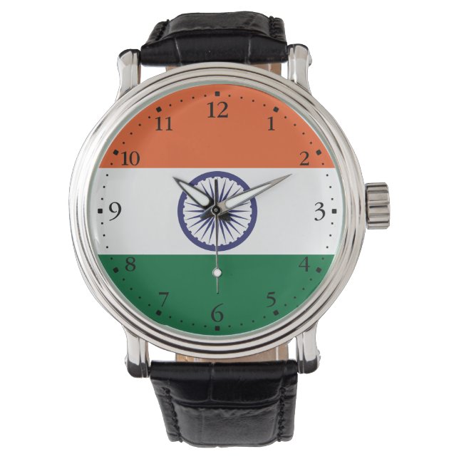 Vlag van India Horloge (Voorkant)