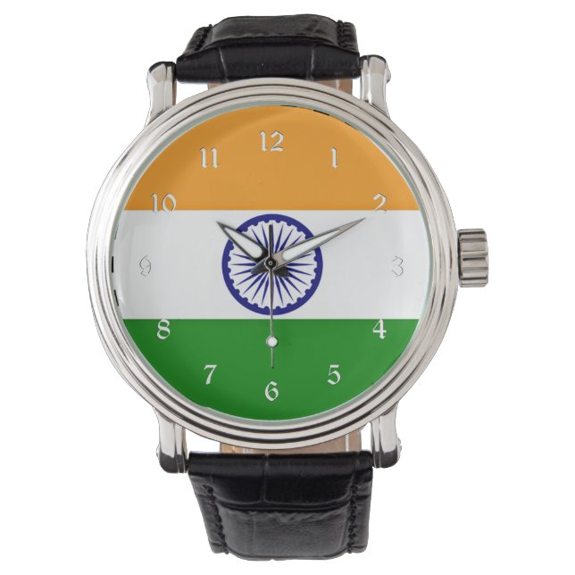 Vlag van India Horloge (Voorkant)