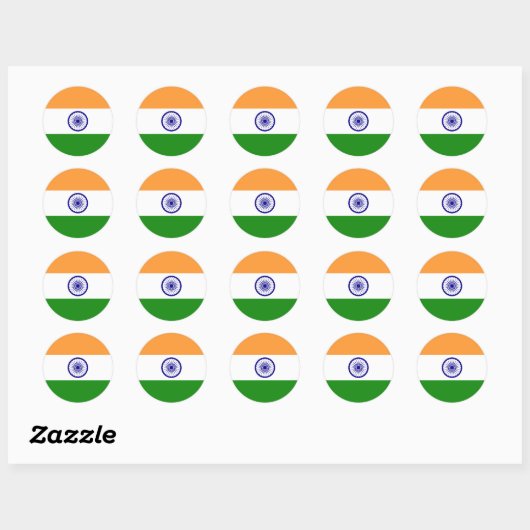 Vlag van India Ronde Sticker (Vel)