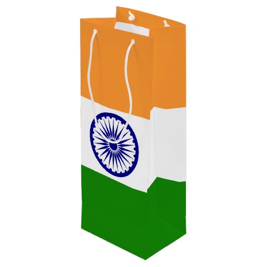Vlag van India Wijn Cadeautas (Achterkant Gekanteld)