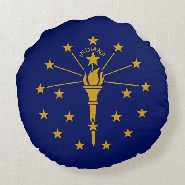 Vlag van Indiana (VS-staat) Rond Kussen (Achterkant)