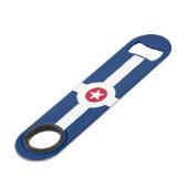 Vlag van Indianapolis, Indiana Bar Key Speed Flessenopener (Voorkant Gekanteld)