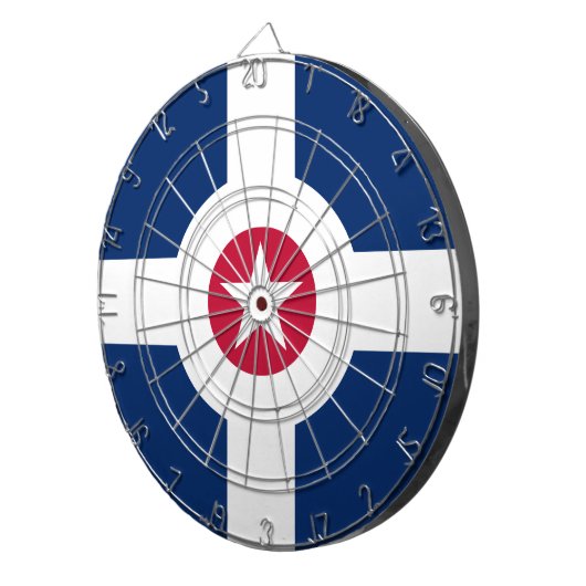 Vlag van Indianapolis, Indiana-dartboard met kunst Dartbord (Voorkant Rechts)