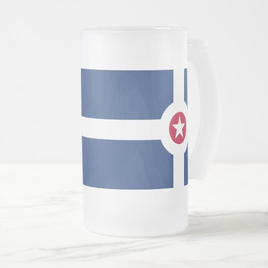 Vlag van Indianapolis, Indiana Frosted Glass Beer  Matglas Bierpul (Voorkant rechts)