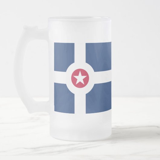 Vlag van Indianapolis, Indiana Frosted Glass Beer  Matglas Bierpul (Links)