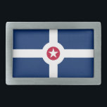 vlag van Indianapolis, Indiana Gesp<br><div class="desc">Gordelgesp met vlag van de stad Indianapolis,  Indiana; blauwe vlag met wit kruis en rode cirkel met witte ster in het midden</div>