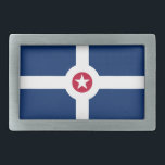 vlag van Indianapolis, Indiana Gesp<br><div class="desc">Gordelgesp met vlag van de stad Indianapolis,  Indiana; blauwe vlag met wit kruis en rode cirkel met witte ster in het midden</div>