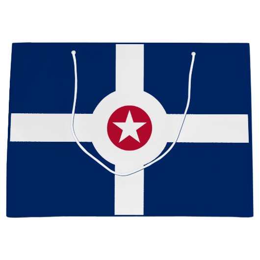 Vlag van Indianapolis, Indiana Large Gift Bag Groot Cadeauzakje (Voorkant)