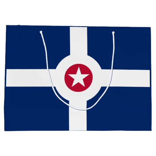 Vlag van Indianapolis, Indiana Large Gift Bag Groot Cadeauzakje (Achterkant)