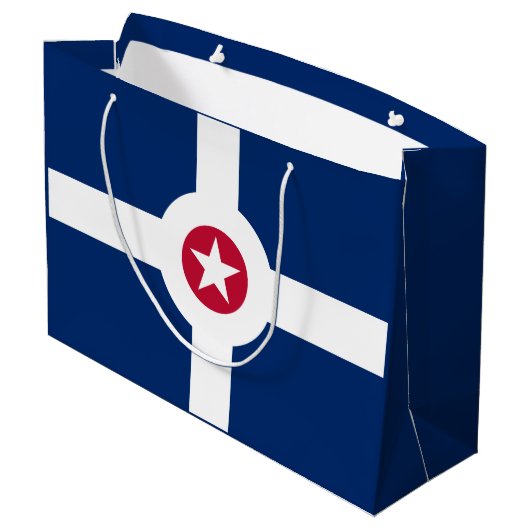 Vlag van Indianapolis, Indiana Large Gift Bag Groot Cadeauzakje (Achterkant Gekanteld)
