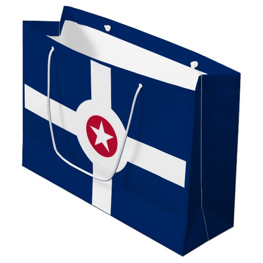 Vlag van Indianapolis, Indiana Large Gift Bag Groot Cadeauzakje (Voorkant Gekanteld)