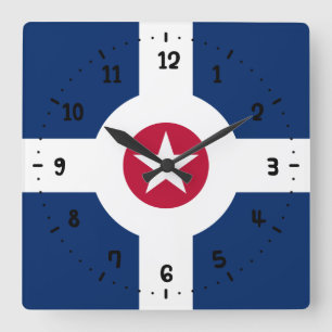 Vlag van Indianapolis, Indiana Square Wall Clock Vierkante Klok