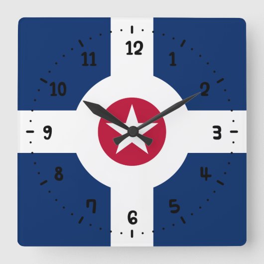 Vlag van Indianapolis, Indiana Square Wall Clock Vierkante Klok (Voorkant)