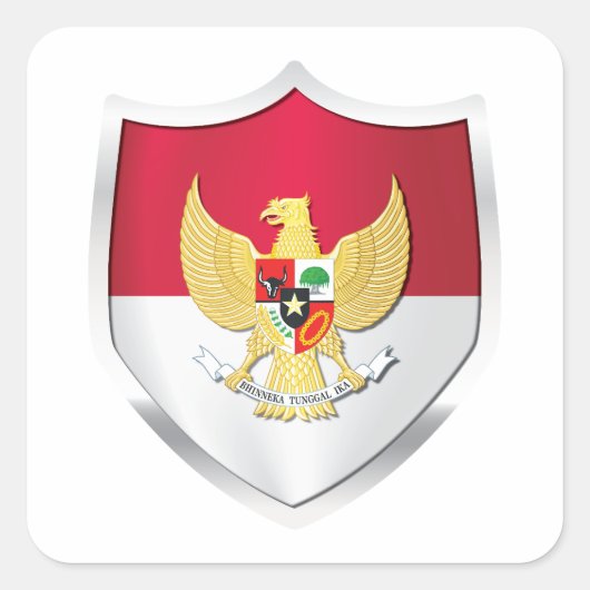 vlag van Indonesië Silver Shield Vierkante Sticker (Voorkant)