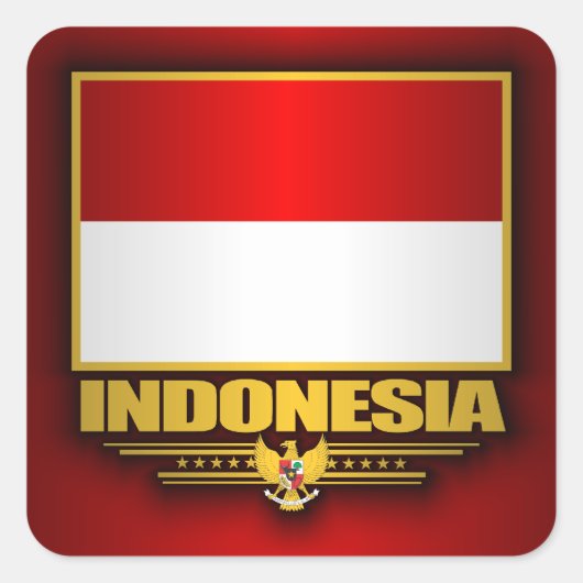 vlag van Indonesië Vierkante Sticker (Voorkant)