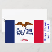 Vlag van Iowa, Prettige Feestdagen vanuit de Veren Feestdagenkaart (Voorkant / Achterkant)