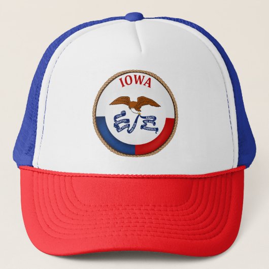 Vlag van Iowa Zegel Trucker Hoed Trucker Pet (Voorkant)