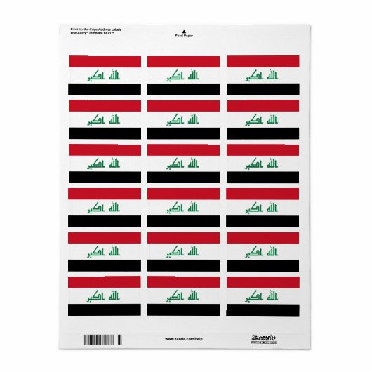 Vlag van Irak Labels (Full Sheet)