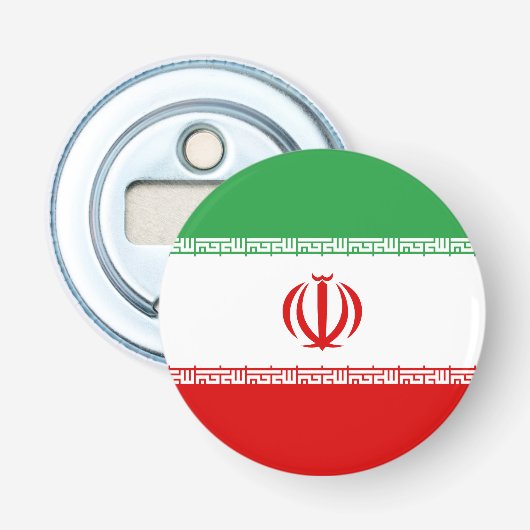 Vlag van Iran Button Flesopener (Voorkant)