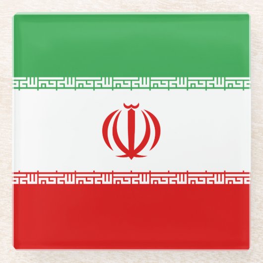 Vlag van Iran Glazen Onderzetter (Voorkant)