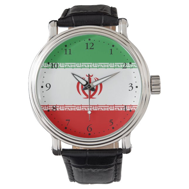 Vlag van Iran Horloge (Voorkant)