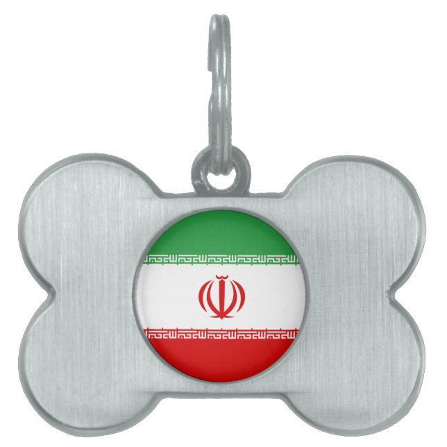 Vlag van Iran Huisdieren Naamplaatje (voorkant)