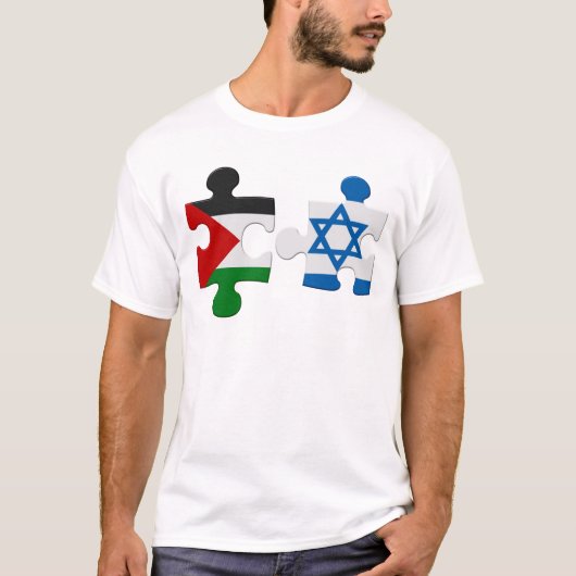 Vlag van Israël en Palestine Conflict Puzzle T-Shi T-shirt (Voorkant)