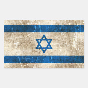 vlag van Israël met ouderdom en kraakbedekking Rechthoekige Sticker