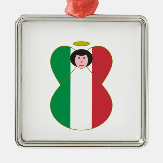 Vlag van Italië Engel Metalen Ornament (Voorkant)