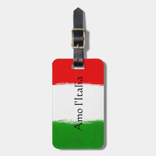Vlag van Italië. ik hou van italië . Bagagelabel (Voorkant verticaal)