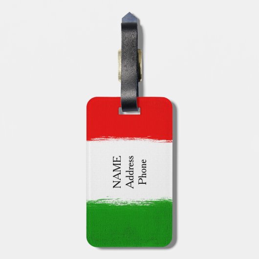 Vlag van Italië. ik hou van italië . Bagagelabel (Achterkant verticaal)