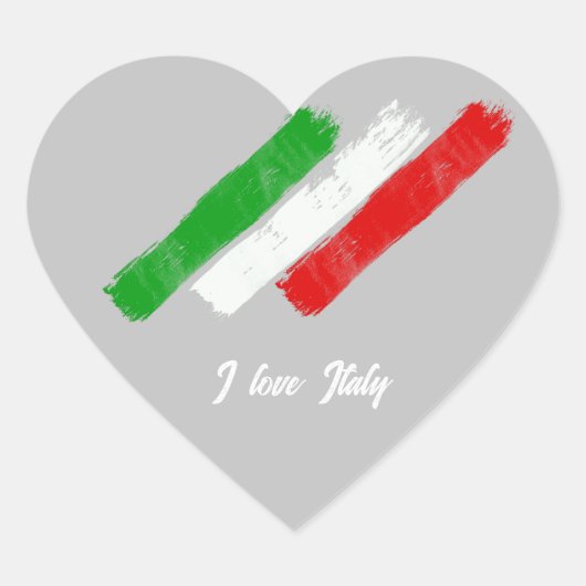 Vlag van Italië. Ik hou van Italië. Hart Sticker (Voorkant)