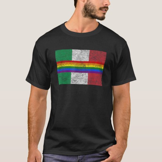 VLAG VAN ITALIË LGBTQ GAY PRIDE REGENBOOG BANNER T T-SHIRT (Voorkant)