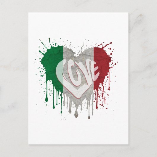 Vlag van Italië Liefde Briefkaart (Voorkant)