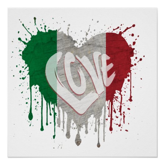 Vlag van Italië liefde Perfect Poster (Voorkant)