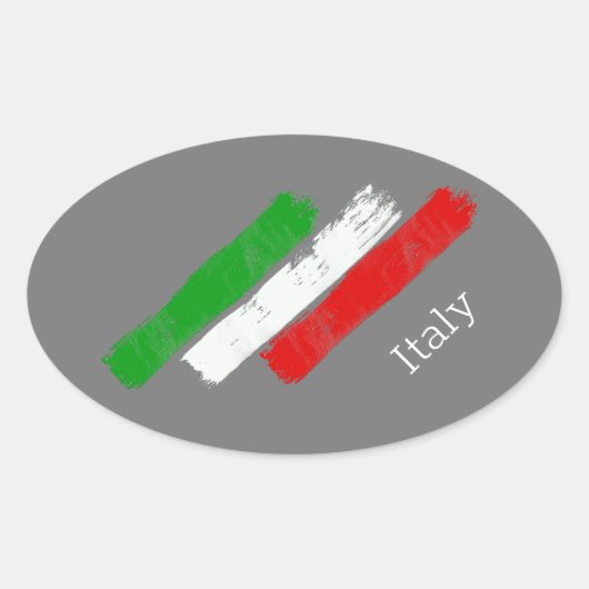 Vlag van Italië.penseelstreken. Rechthoekige Stick Ovale Sticker (Voorkant)