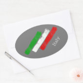 Vlag van Italië.penseelstreken. Rechthoekige Stick Ovale Sticker (Envelop)